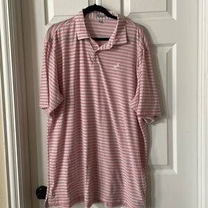 Peter Millar striped polo, pink, blue and white, size XL, with winstar logo